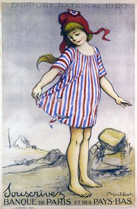 Poster die de Nationale Lening 1920 adverteert, Banque de Paris et des Pays-Bas door Francisque Poulbot