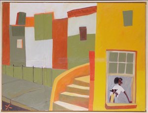 Brownstone Blues, 2000 (gemengde techniek op doek) door Francks Deceus