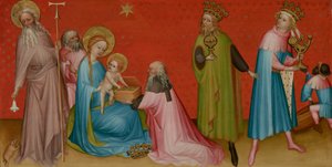 De aanbidding der wijzen met Sint Antonius Abt door Franco Flemish School