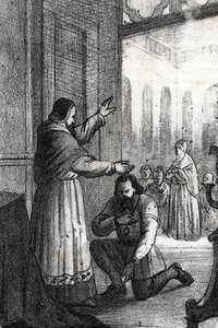 Ontmoeting tussen paus Paulus III en Karel V in Rocca di Busseto in 1543 door Franco Mistrali