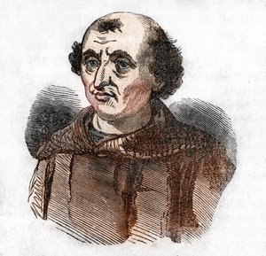 Portret van Arnaud de Brescia (Arnaldo da Brescie) (1090 - 1155), Italiaanse politieke en religieuze hervormer Tekening uit 