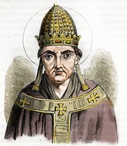 Portret van paus Sylvester I (314-335) - Tekening uit 