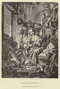 Moederlijke zorgen door Francois (after) Boucher