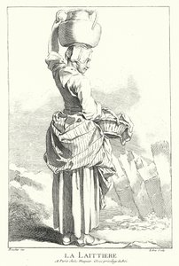 Melkmeisje (gravure) door Francois (after) Boucher