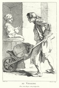 Azijnverkoper (gravure) door Francois (after) Boucher