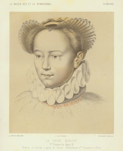 Margaretha van Valois, eerste vrouw van koning Hendrik IV van Frankrijk door Francois (after) Clouet