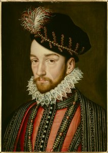 Portret van Karel IX (1550 - 1574) door Francois (after) Clouet