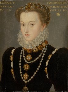 Portret van Elizabeth van Oostenrijk, vrouw van koning Karel IX van Frankrijk, na 1571 door Francois (after) Clouet