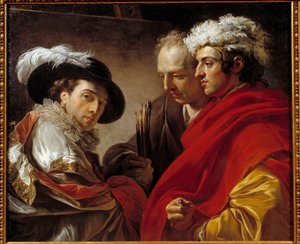 Portret van drie mannen (de kunstenaar, de architect Pierre Rousseau en een onbekende)
