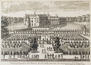 Uitzicht op het Kasteel van Chantilly vanuit de Orangerie door Francois Antoine Aveline