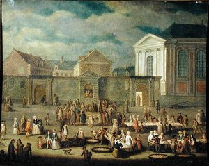 De vismarkt in Cambrai, 1778 door Francois Aubert