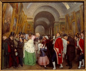 Vier uur in de Salon Sluiting van de jaarlijkse schilderijententoonstelling in de Grande Galerie du Louvre.