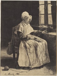 Een vrouw die breit