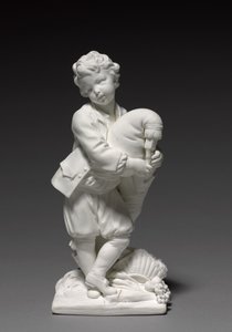 Figuur van de doedelzakspeler, vervaardigd door Vincennes Factory, gemodelleerd door Pierre Blondeau, 1748-1752