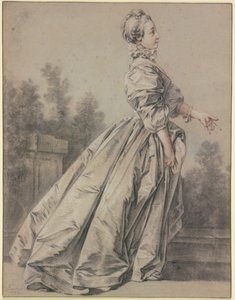 Vrouw in profiel, naar rechts lopend door François Boucher