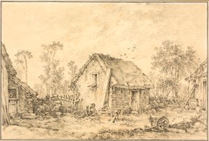 Landschap met Rustieke Cottage door François Boucher