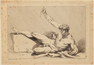 Liggend mannelijk naakt, blad 10 uit "Second livre de figures d