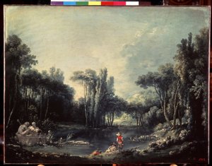 Landschap met een vijver.