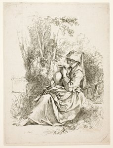 Boerin met een kruik door François Boucher