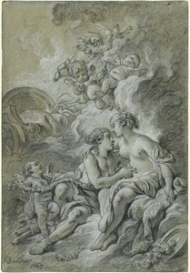 Venus leunde tegen haar geliefde Adonis aan ...