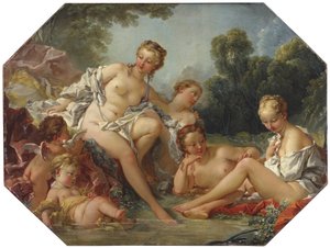 Venus in haar bad, omringd door nimfen en cupido’s door François Boucher