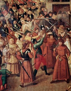 Franse Godsdienstoorlogen: gewapende processie van de Katholieke Liga van Frankrijk in de straten van Parijs door Francois Bunel