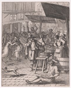 Een vismarkt; uit „Diverse opmerkelijke onderwerpen uit de Griekse geschiedenis“ door Francois Chauveau
