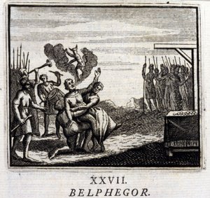 Belphegor. Fabels door Jean de La Fontaine. Illustratie door François Chauveau. Editie van 1728 door Francois Chauveau