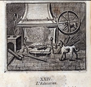 Onderwijs. Fabels van Jean de La Fontaine. Illustratie door François Chauveau. Editie van 1728. door Francois Chauveau