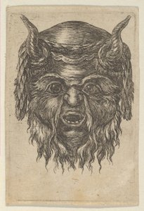 Satermasker met een laurierkrans over de hoorns gedrapeerd, uit Divers Masques, ca. 1635-45 door Francois Chauveau
