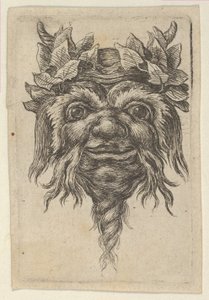 Satermasker met een spiraalvormige baard en klimop rond elke hoorn, ca. 1635-45 door Francois Chauveau