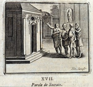 Het woord van Socrates. Fabels van Jean de La Fontaine. Illustratie door François Chauveau. Editie van 1728. door Francois Chauveau