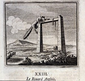 De Engelse vos. Fabels door Jean de La Fontaine (1621-95). Illustratie door François Chauveau (1613-1676). Editie van 1728. door Francois Chauveau