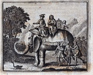 De rat en de olifant. Fabels van Jean de La Fontaine. Illustratie door François Chauveau. Editie van 1728. door Francois Chauveau