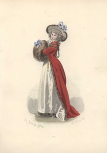 Vrouw met grote bontmof, tijdperk van Marie Antoinette