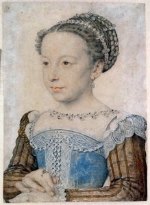 Portret van Marguerite de Valois (1553-1615) of Koningin Margot. Tekening in potlood en bloed door François Clouet (circa 1515-1572) door François Clouet