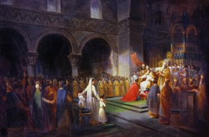 Kroning van Pepijn de Korte in de abdij van Saint Denis