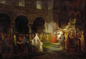 De Zalving van Pepijn de Korte in Saint-Denis, 28 juli 754 door Francois Dubois