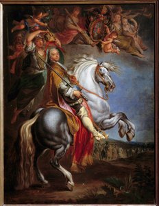 Ruiterportret van François III (1708-1765), hertog van Lotharingen, later Duits keizer en groothertog van Toscane, echtgenoot van Maria Theresia van Oostenrijk (1717-1780) Schilderij door François Eisen (1695-1778)