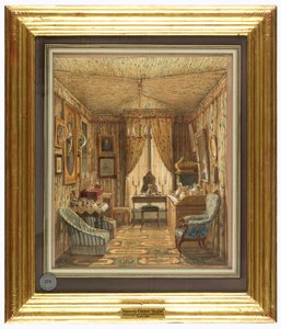 Tekening, Interieur van een kleedkamer met tentplafond door Francois Etienne Villeret