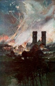 Bombardement van Verdun met brandbommen, Frankrijk, 25-26 maart 1916 door Francois Flameng