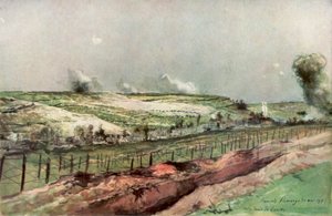 Notre Dame de Lorette en St Nazaire, Ablain, tijdens bombardement, Artois, Frankrijk, 1915, 1926 door Francois Flameng
