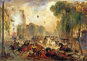 Moordaanslag op koning Louis-Philippe door Giuseppe Fieschi, Boulevard du Temple, 28 juli 1835 door Francois Gabriel Guillaume Lepaulle