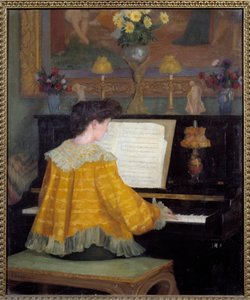 Jong meisje aan de piano door Francois Gauzi