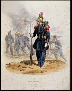 Brandweerlieden van Parijs (Sapeurs-Pompiers), 1860 door Francois Hippolyte Lalaisse