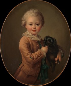 Jongen met een zwarte spaniël