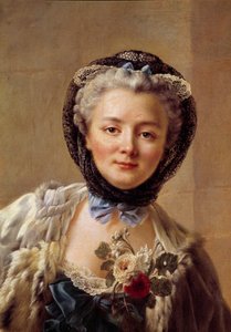 Portret van Madame Drouais, geboren Anne Françoise Doré (1732-1815), vrouw van de schilder. Schilderij door François Hubert Drouais (1727-1775)