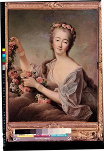 Portret van de gravin du Barry (1743-93) als Flora door Francois Hubert Drouais