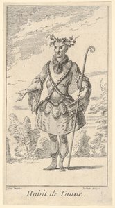 Habit de Faune: een faun, een stok in zijn rechterhand, ca. 1721 door Francois Joullain
