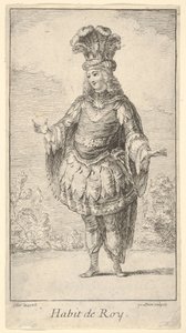 Habit de Roy: een man met een tonnelet versierd met rozetten, een kroon en een tulband door Francois Joullain